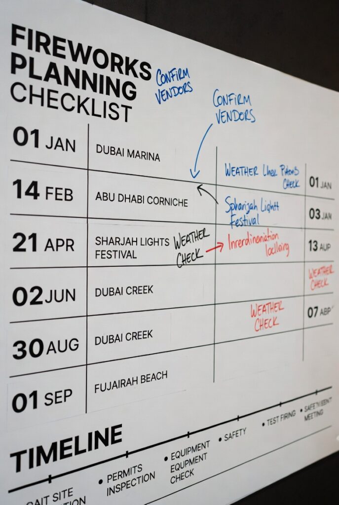 how to plan fireworks show UAE